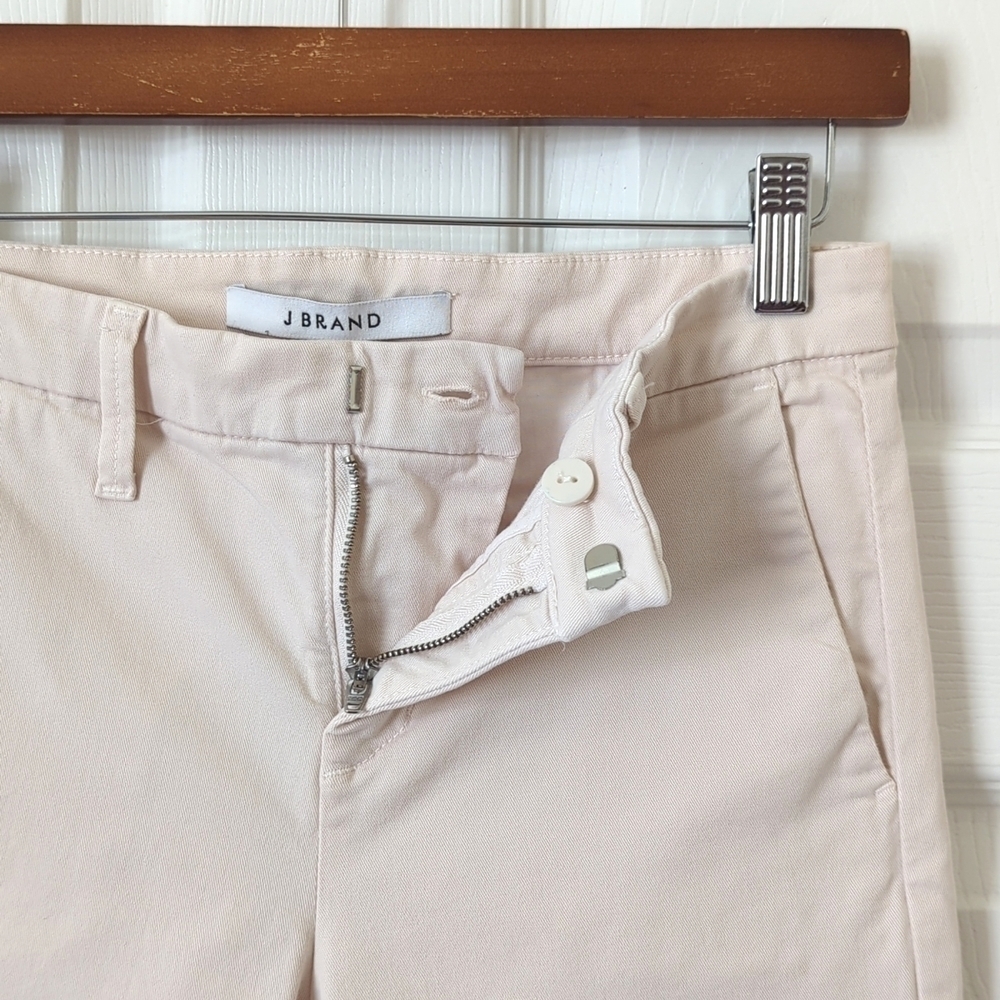 J Brand Classic High Waisted Ankle Cropped Twill Skinny Pants Beige 24 - Picture 7 of 13